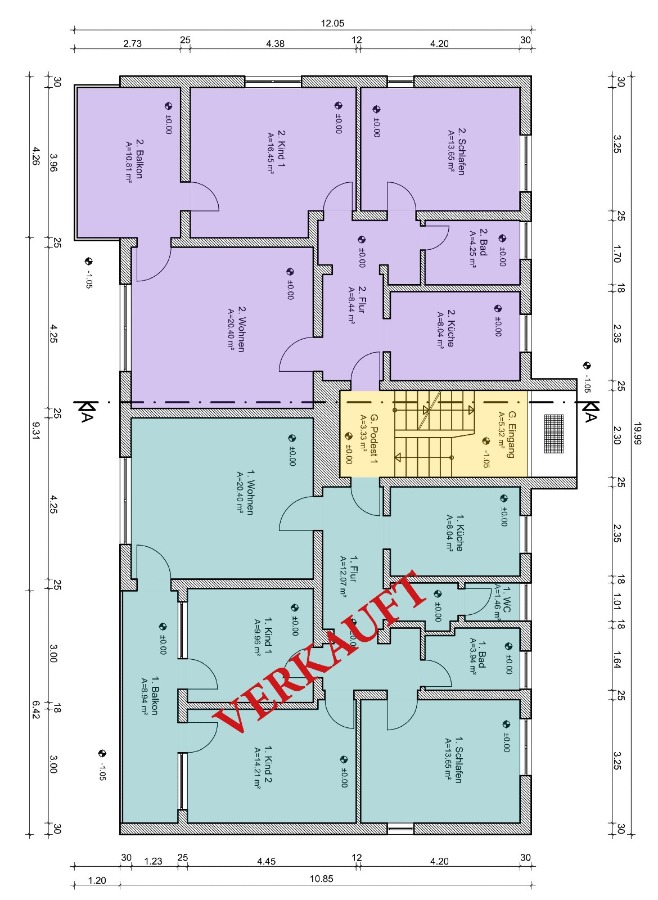 Grundriss Wohnung 1 und 2